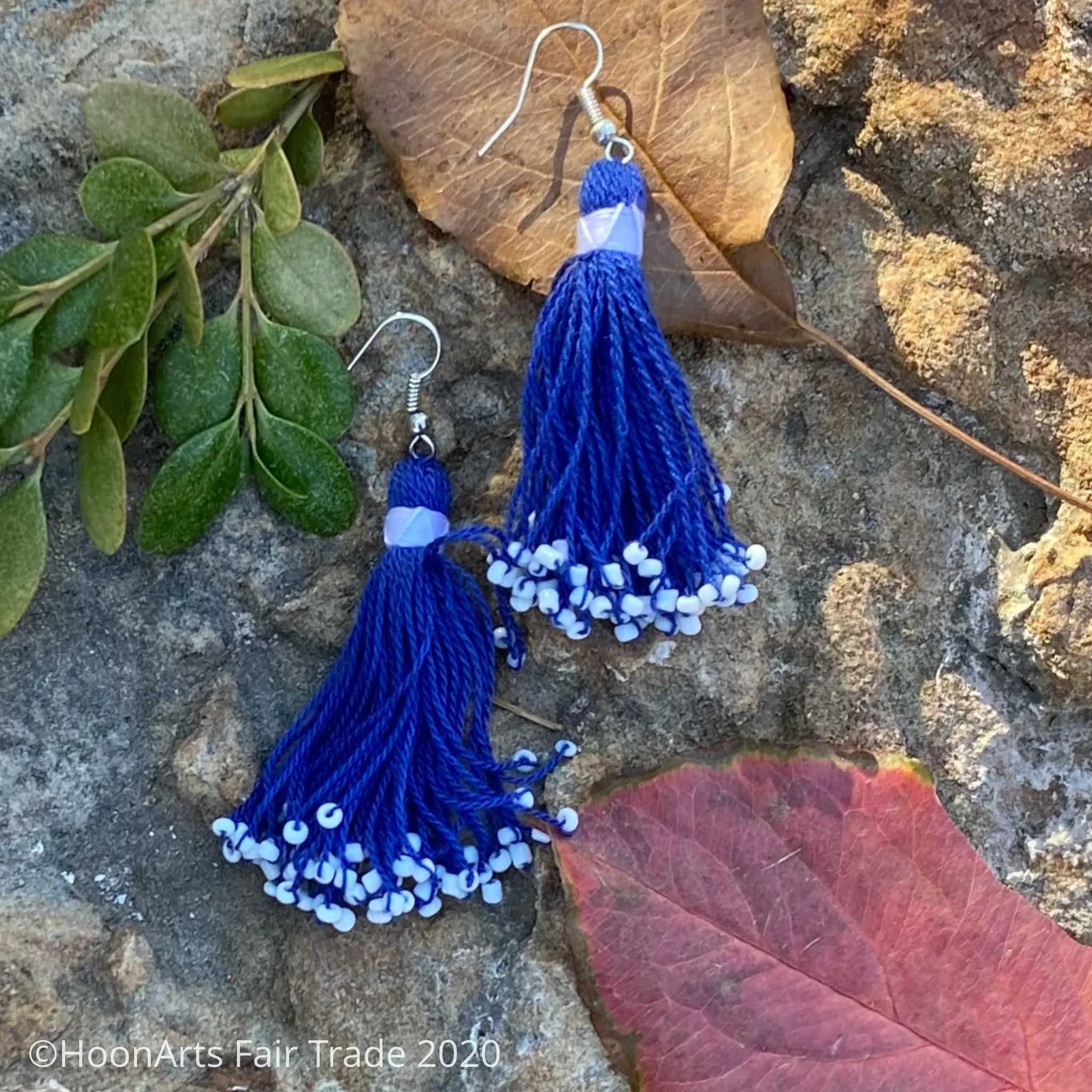 Handmade Beaded Tassel Earrings from Tajikistan