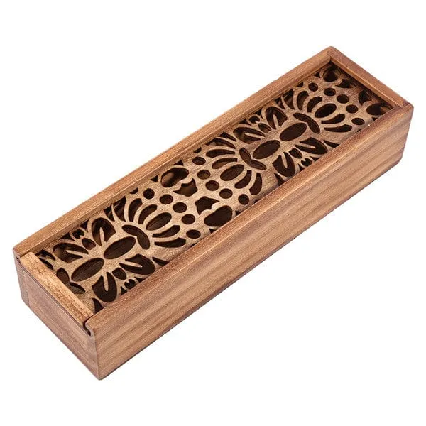 Hollow Laser cut Wood Pencil Case Storage Box Creative Students 4 Designs