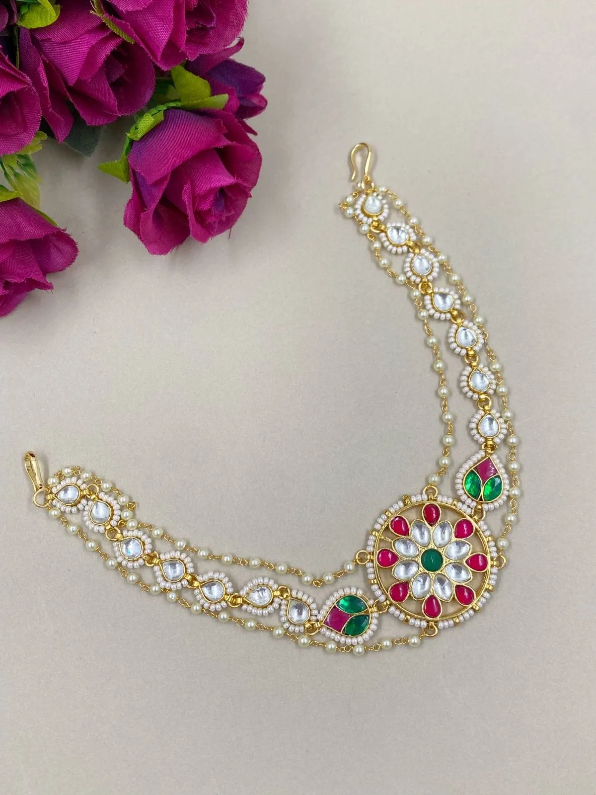 Jadau Takker Kundan Sheeshphool Matha Patti Cum Choker For Weddings By Gehna Shop