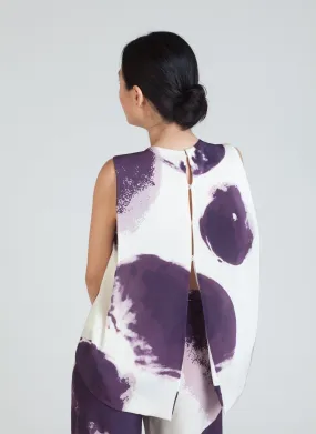 Jellyfish Printed Silk Shell Top - Seed Purple Print