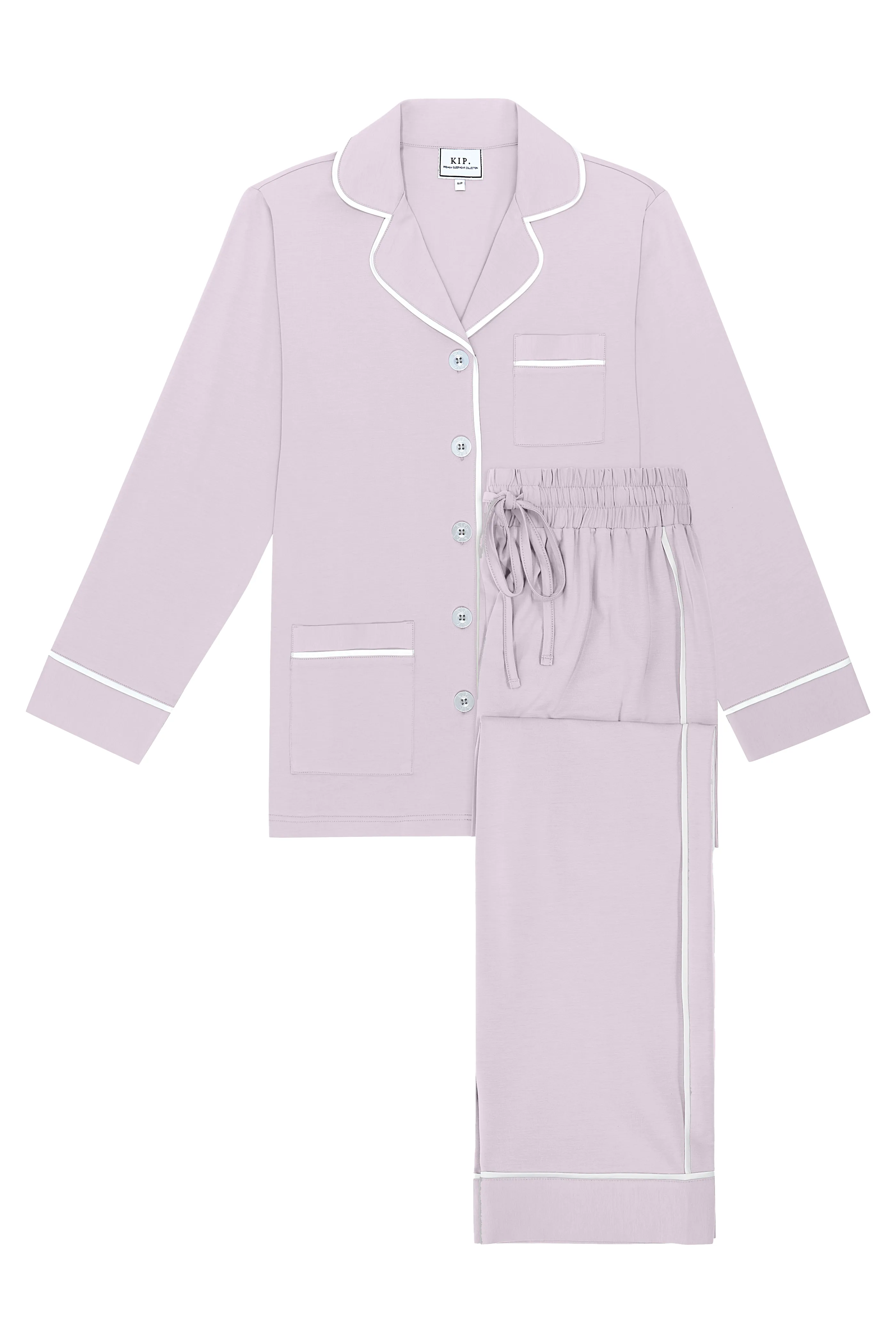 KIP Luxe Stretch Cotton Pajama Set in Lavender