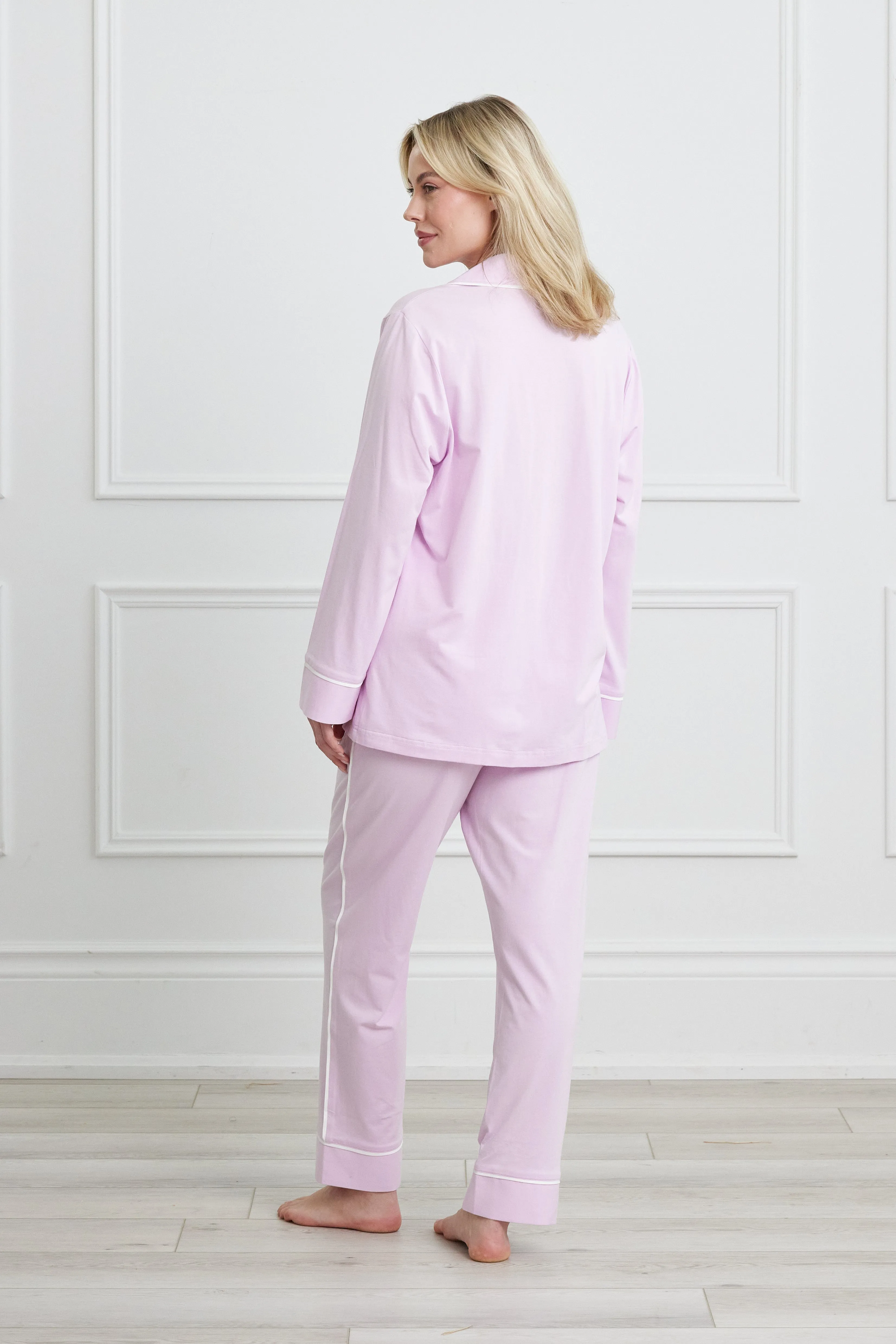 KIP Luxe Stretch Cotton Pajama Set in Lavender