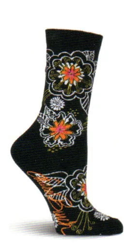 Laurel Burch Black and White Florals Sock