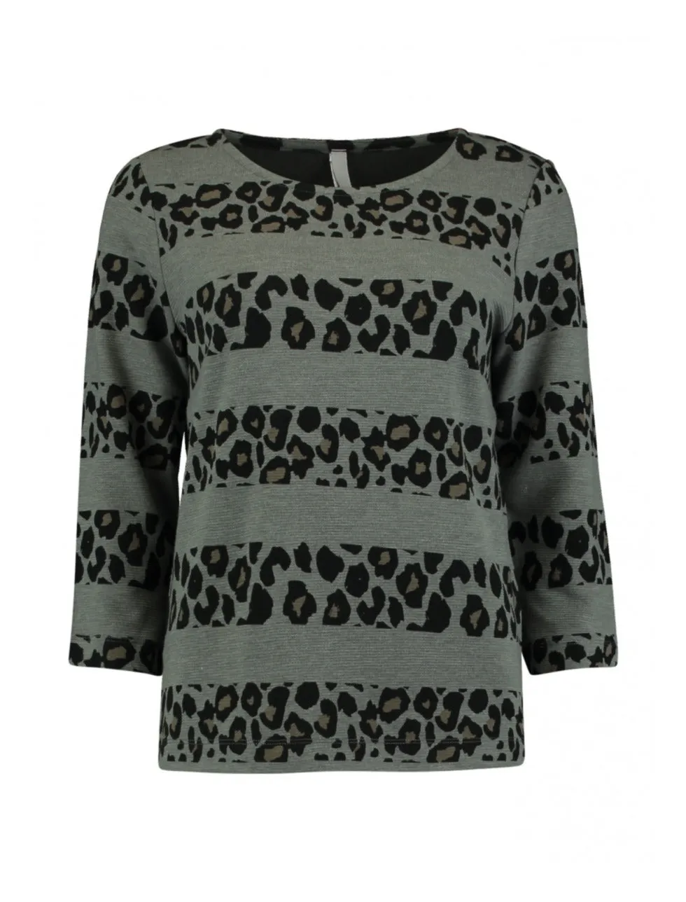 Leo Grey Leopard Print Panels Top