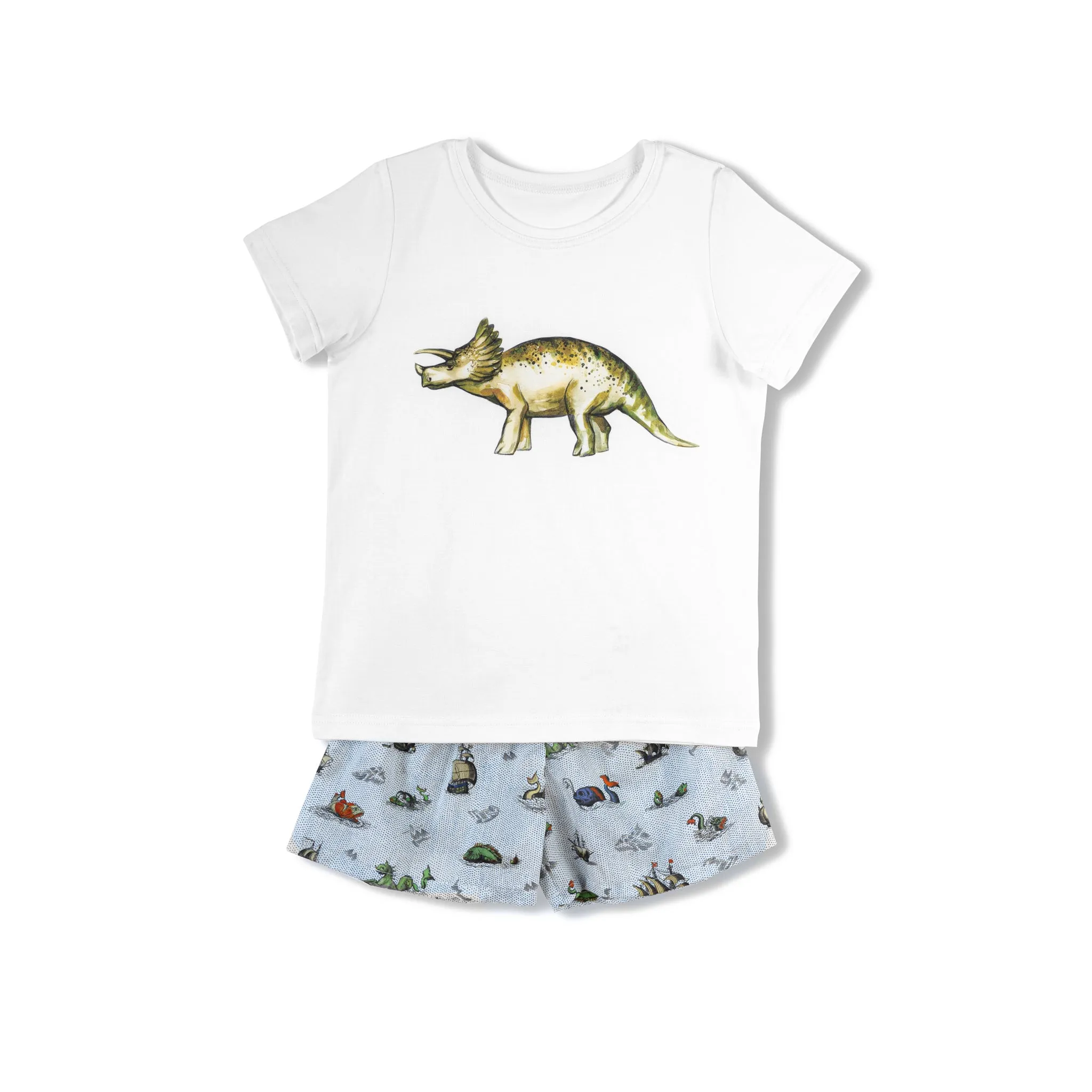 LEON LIBERTY PRINT BOYS’ COTTON PYJAMA SET DINOSAUR