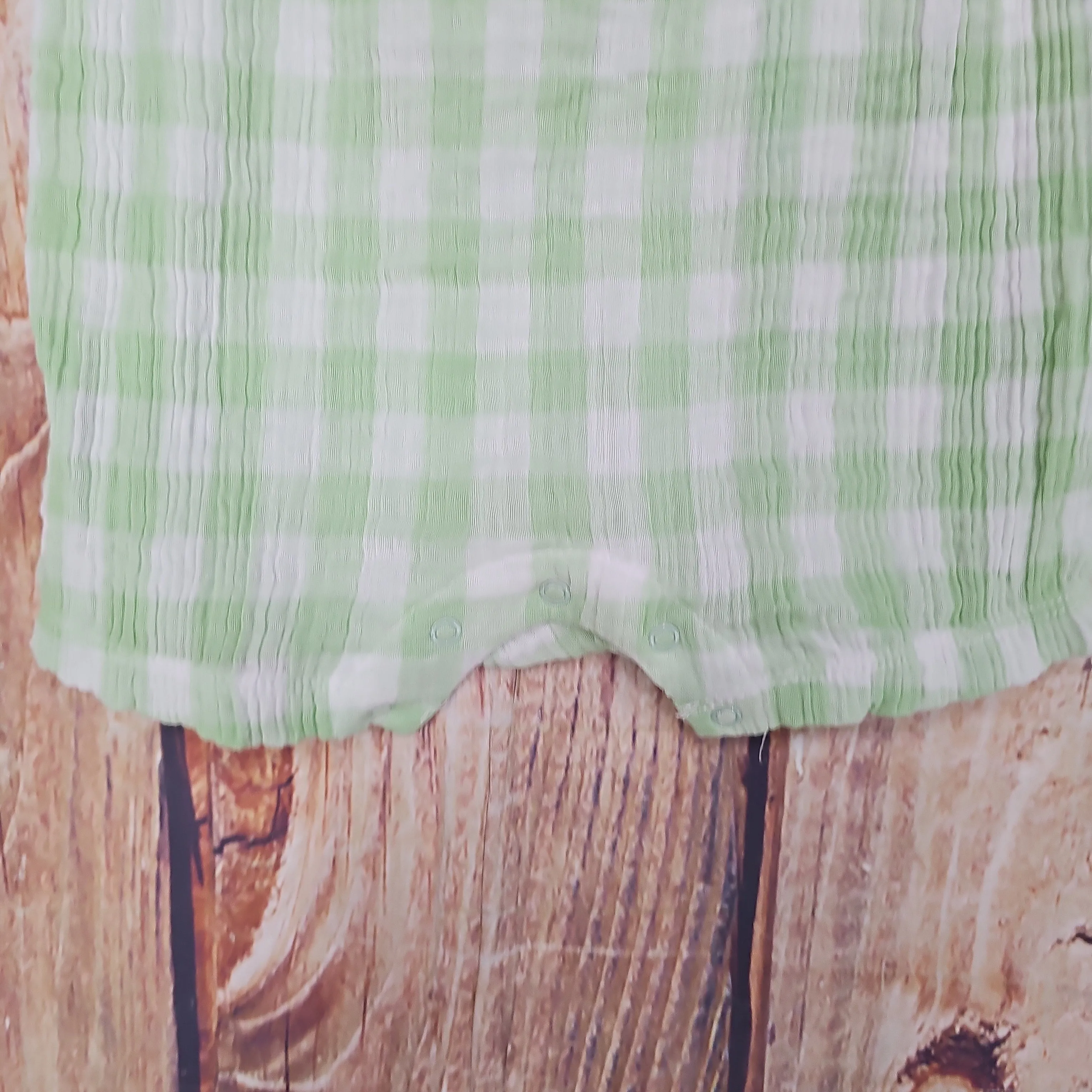 LITTLE ME GREEN CHECK ROMPER LCR14579N