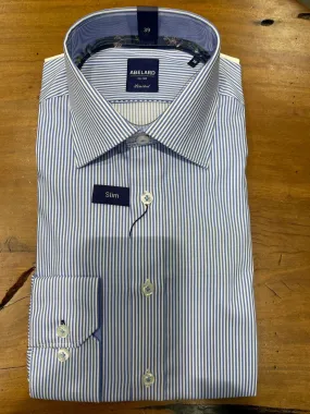 Long Sleeve Business Shirt - Striped - Sky Blue & White