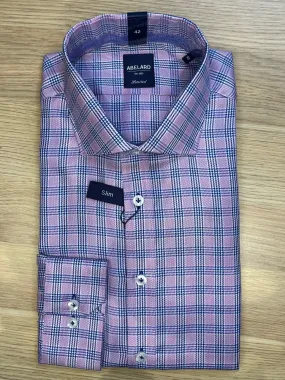 Long Sleeved Business Shirt - Checked - Slim Fit - Musk/Royal