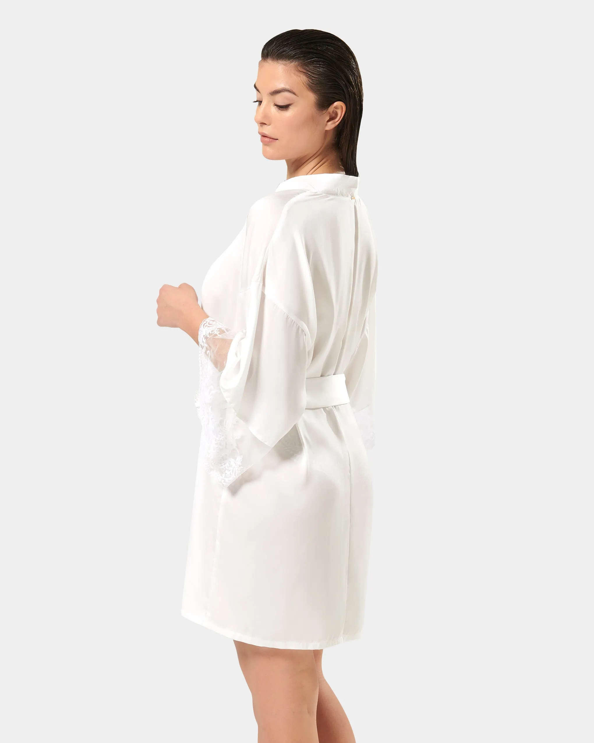 Marseille Luxury Satin Kimono White