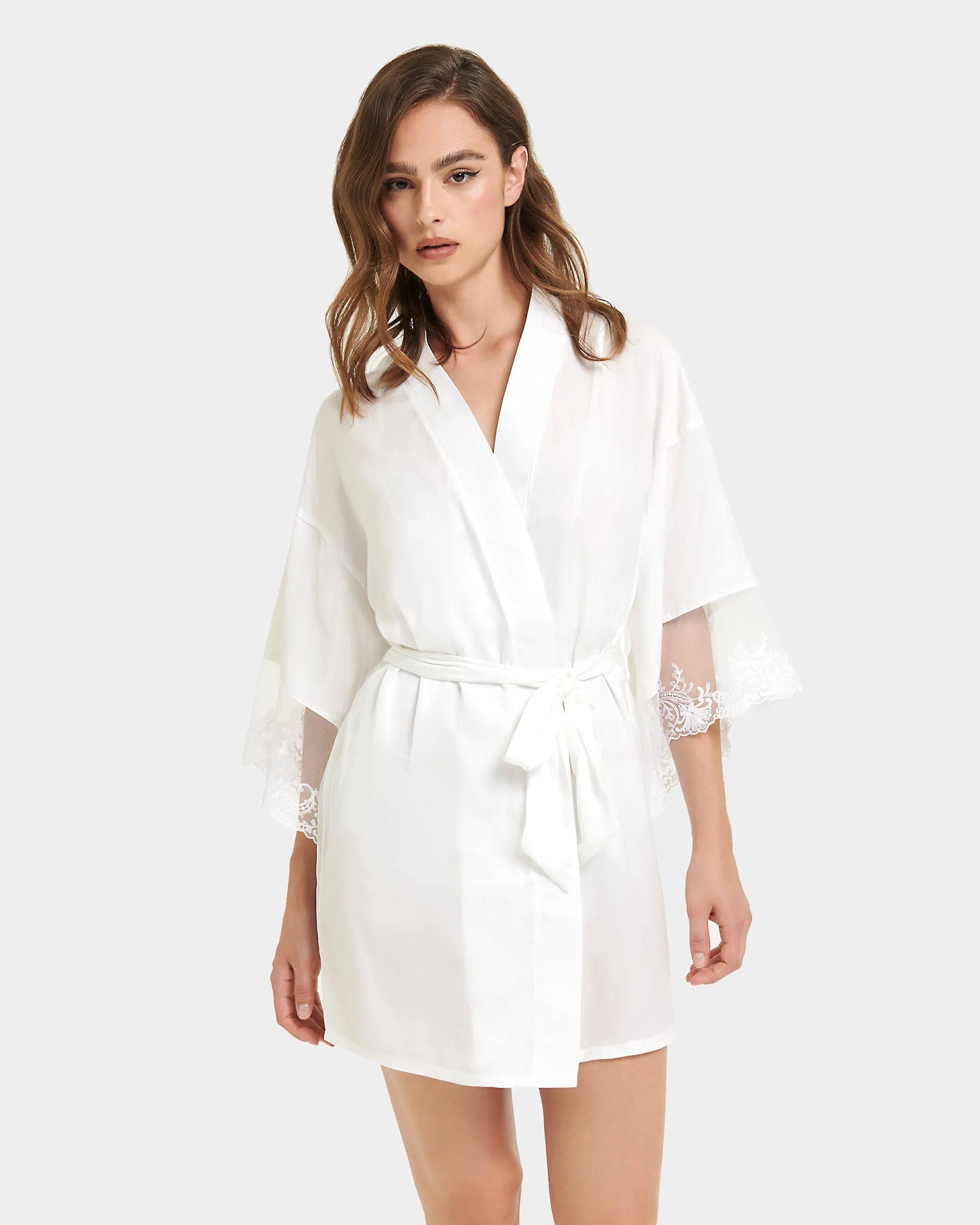 Marseille Luxury Satin Kimono White