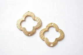 Matte Vermeil Gold Quatrefoil Charms Connector, Gold Clover Connector, gold four leaf clover, Gold Quatrefoil Clover Links Connectors, 76