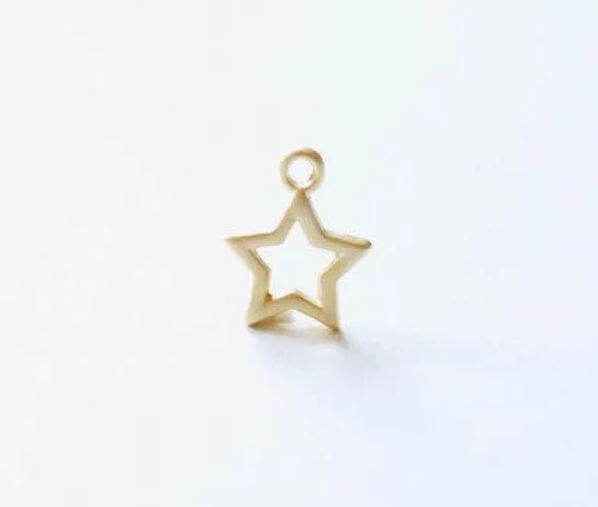 Matte Vermeil Gold Star Charm, 18k gold plated over Sterling Silver Open Star Charm, Gold Open Star, Star Connector Link, Shooting Star, 61