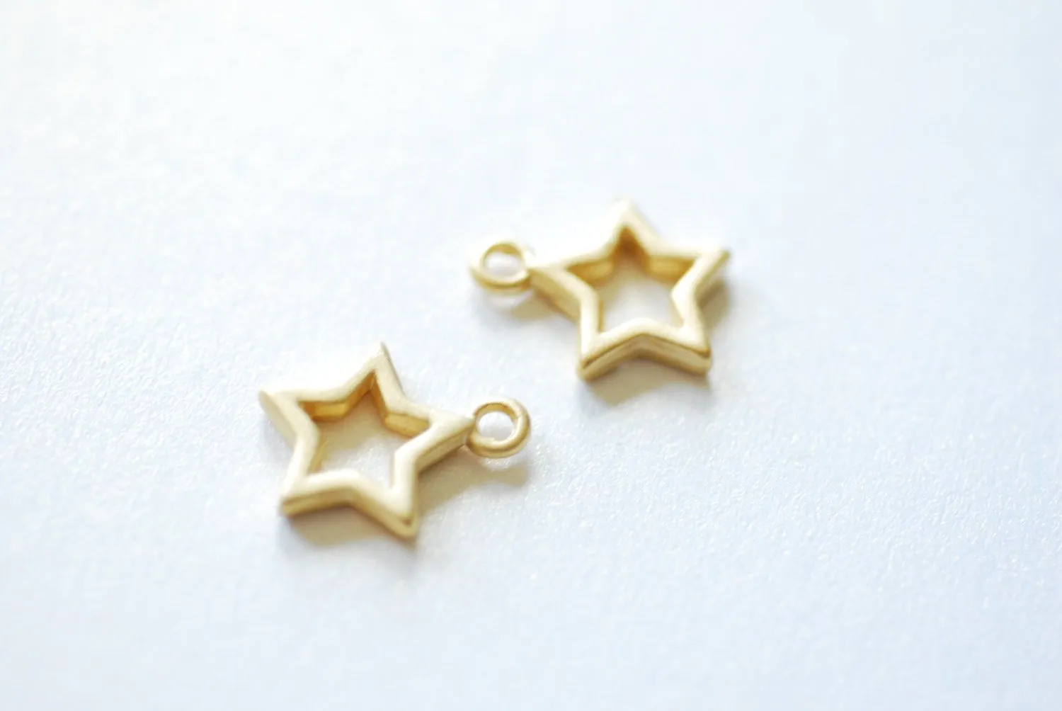 Matte Vermeil Gold Star Charm, 18k gold plated over Sterling Silver Open Star Charm, Gold Open Star, Star Connector Link, Shooting Star, 61