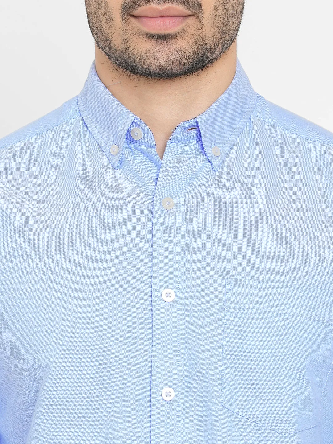 Men's Oxford Blue Cotton Regular Fit Shirt