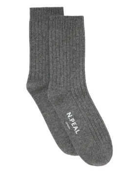 Men's Rib Cashmere House Socks Elephant Grey