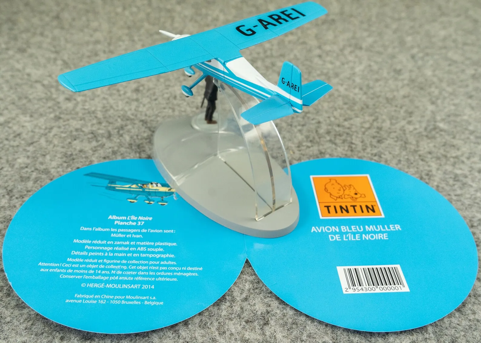 Moulinsart Avion Tintin 29543 Mullers Blue Plane: Black Island Hachette Model #23