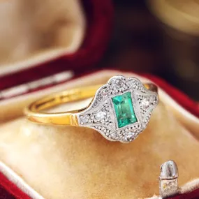 Much Sought After 1920's Emerald & Diamond Ring