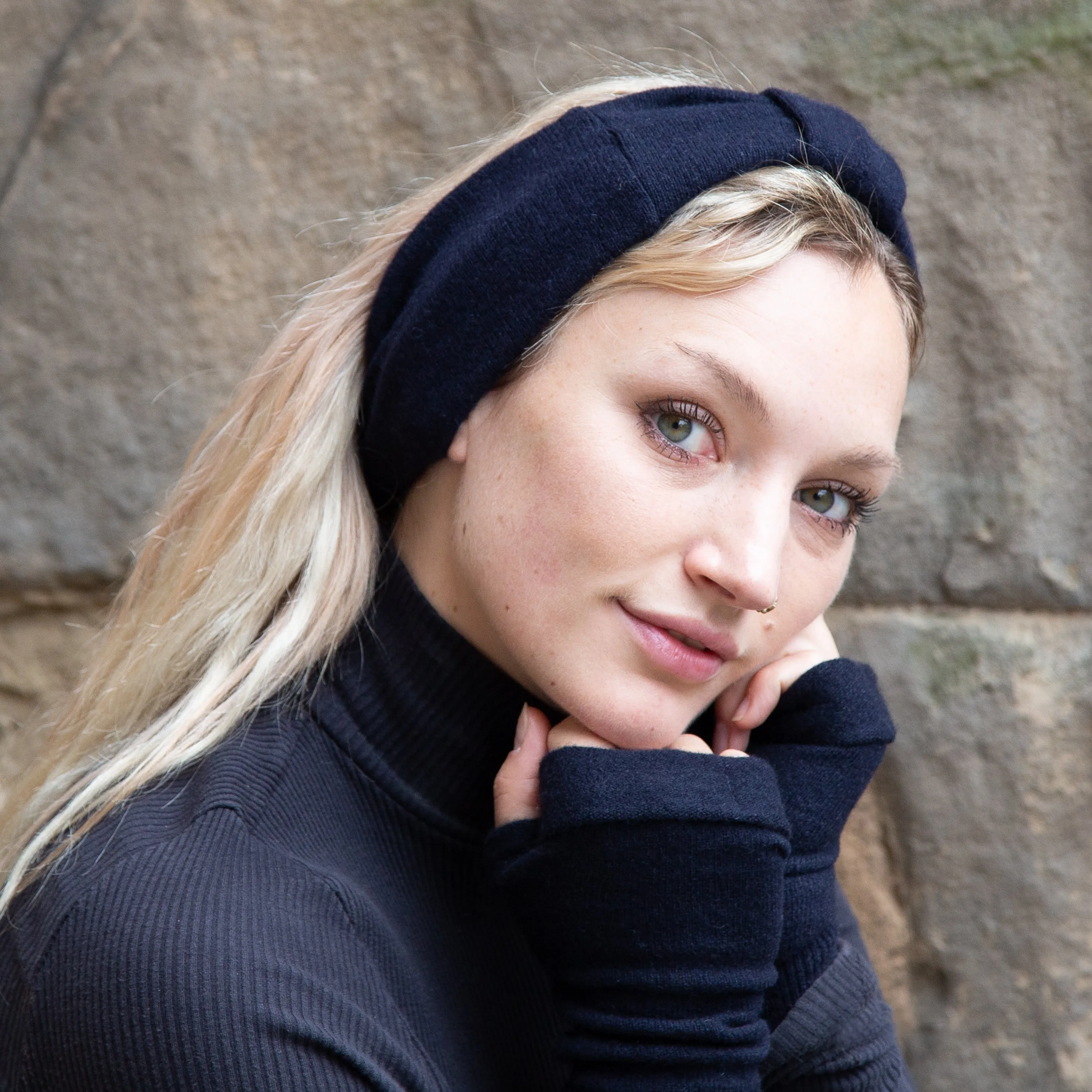 Navy Cashmere Headband