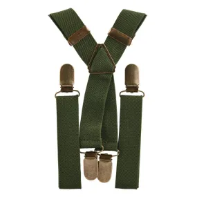 Olive Green Elastic Suspenders