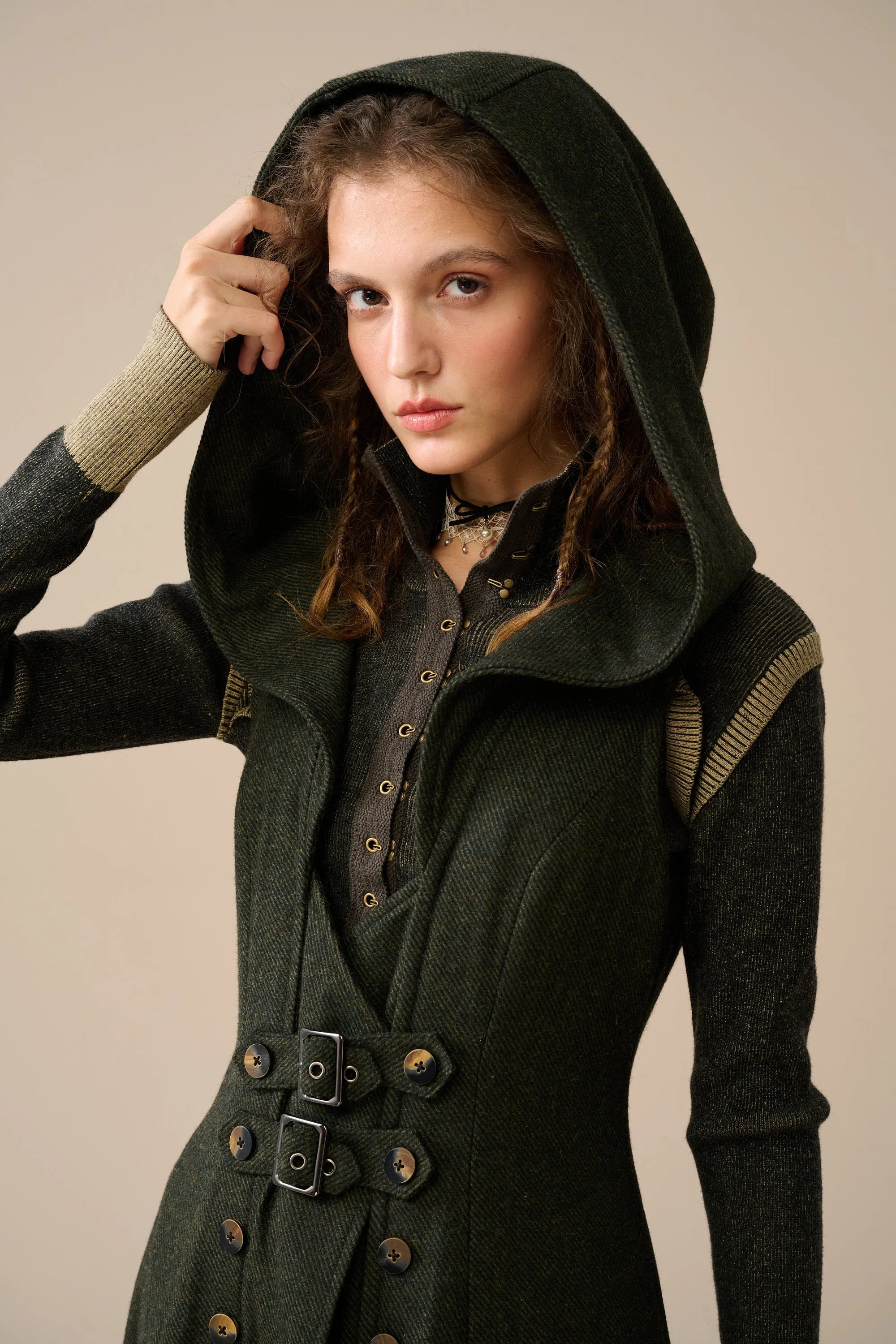 Patricia 21| hooded corset wool dress