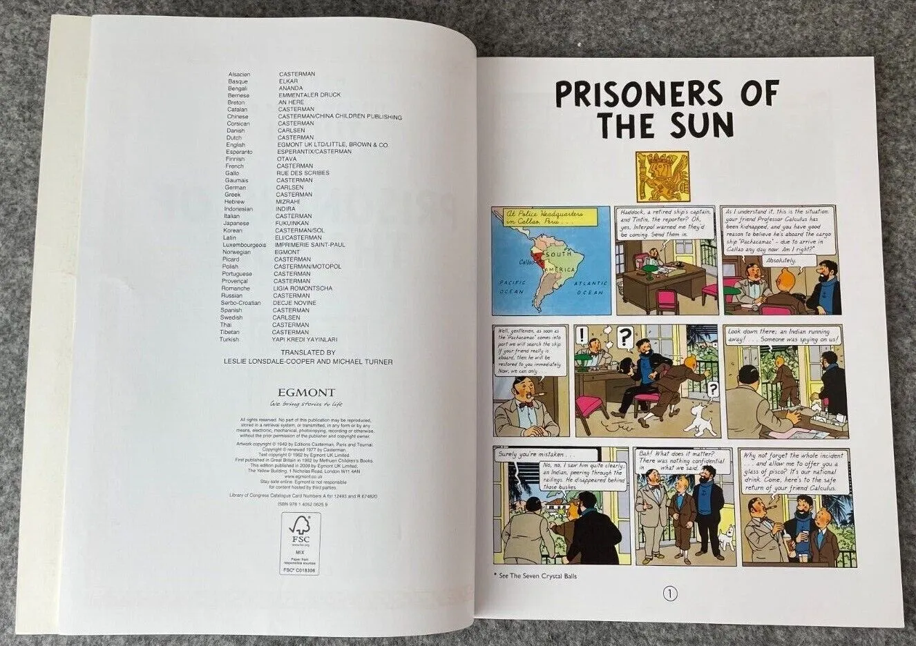 Prisoners of the Sun Tintin Book Egmont UK Paperback Edition