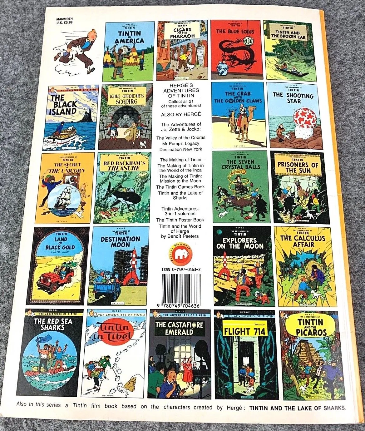 Red Rackhams Treasure - Tintin Mammoth UK Paperback Edition Book 1990s