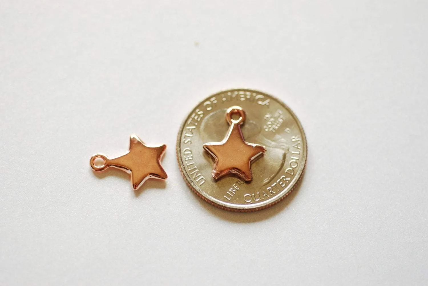 Shiny Vermeil Rose Gold Star- 18k gold plated over Sterling Silver Star Charm, Gold Star Stamping Blanks, Reversible Star, Gold Star beads