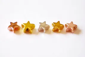 Shiny Vermeil Rose Gold Tiny Star Beads - 18k gold plated over sterling silver, small little star charms, Gold Star Beads, Connector,28