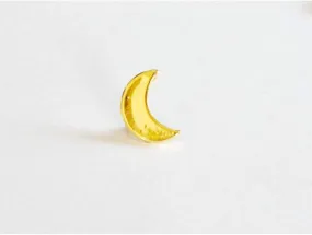 Shiny Vermeil Wholesale Gold Crescent Moon Charm- 18k gold plated over sterling silver half moon charm pendant, Gold Crescent Half Moon Beads