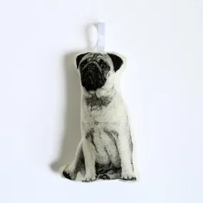 SILKSCREEN PUG ORNAMENT