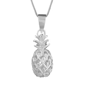 Sterling Silver Small Pineapple Pendant Necklace, 16 2" Extender