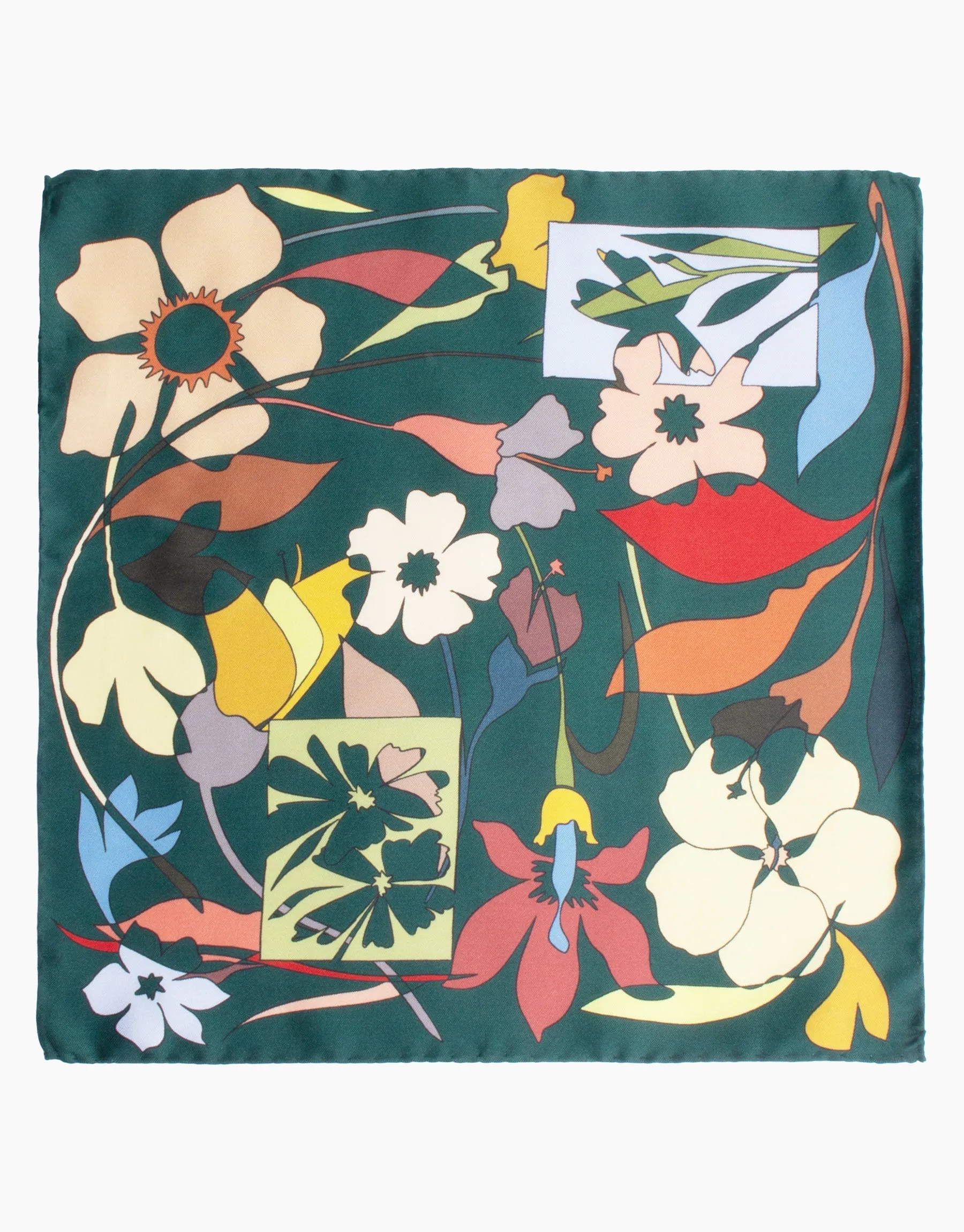 Studio Bon x Rembrandt Green Floral Pocket Square