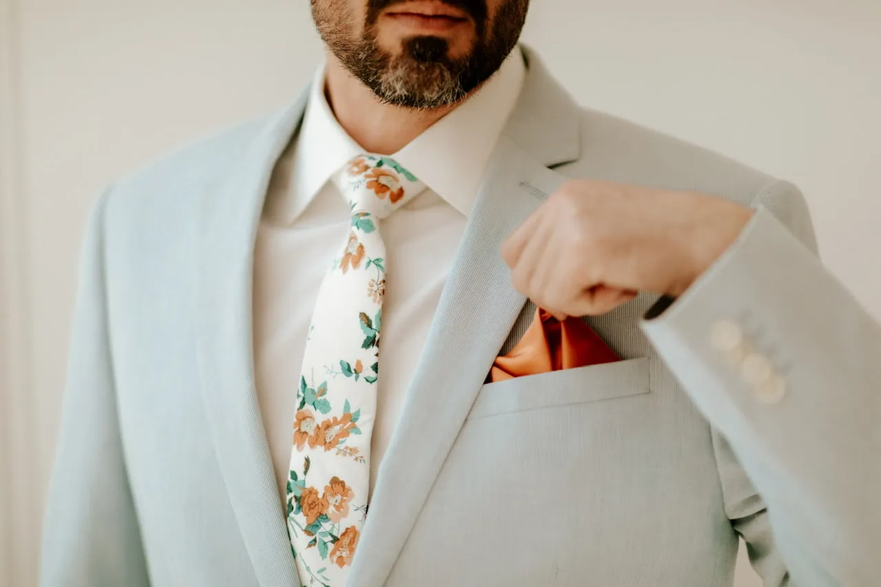 Sunset Orange Silk Pocket Square