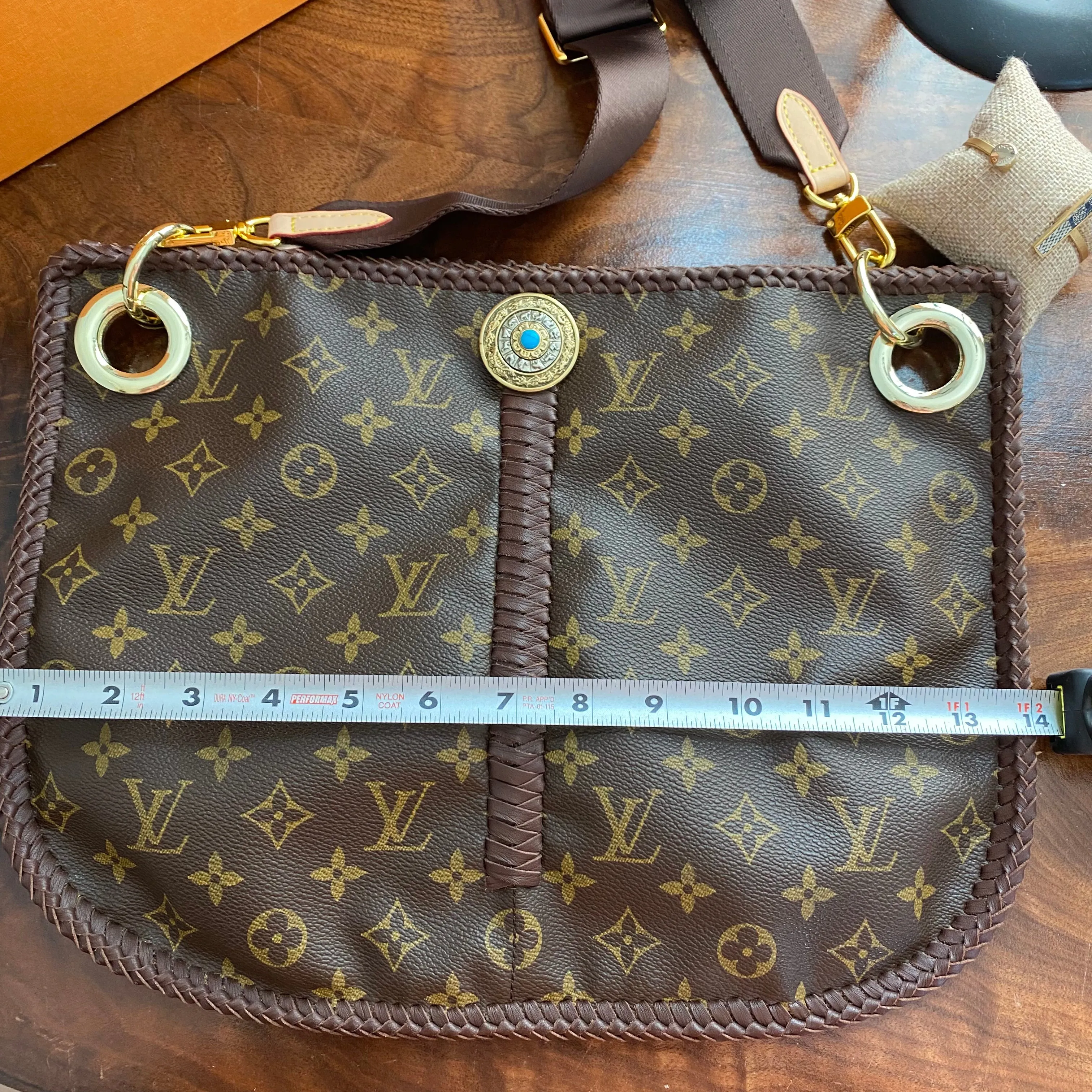 The Peacock - Vintage Monogram Hobo Crossbody in Brown - Gold Hardware