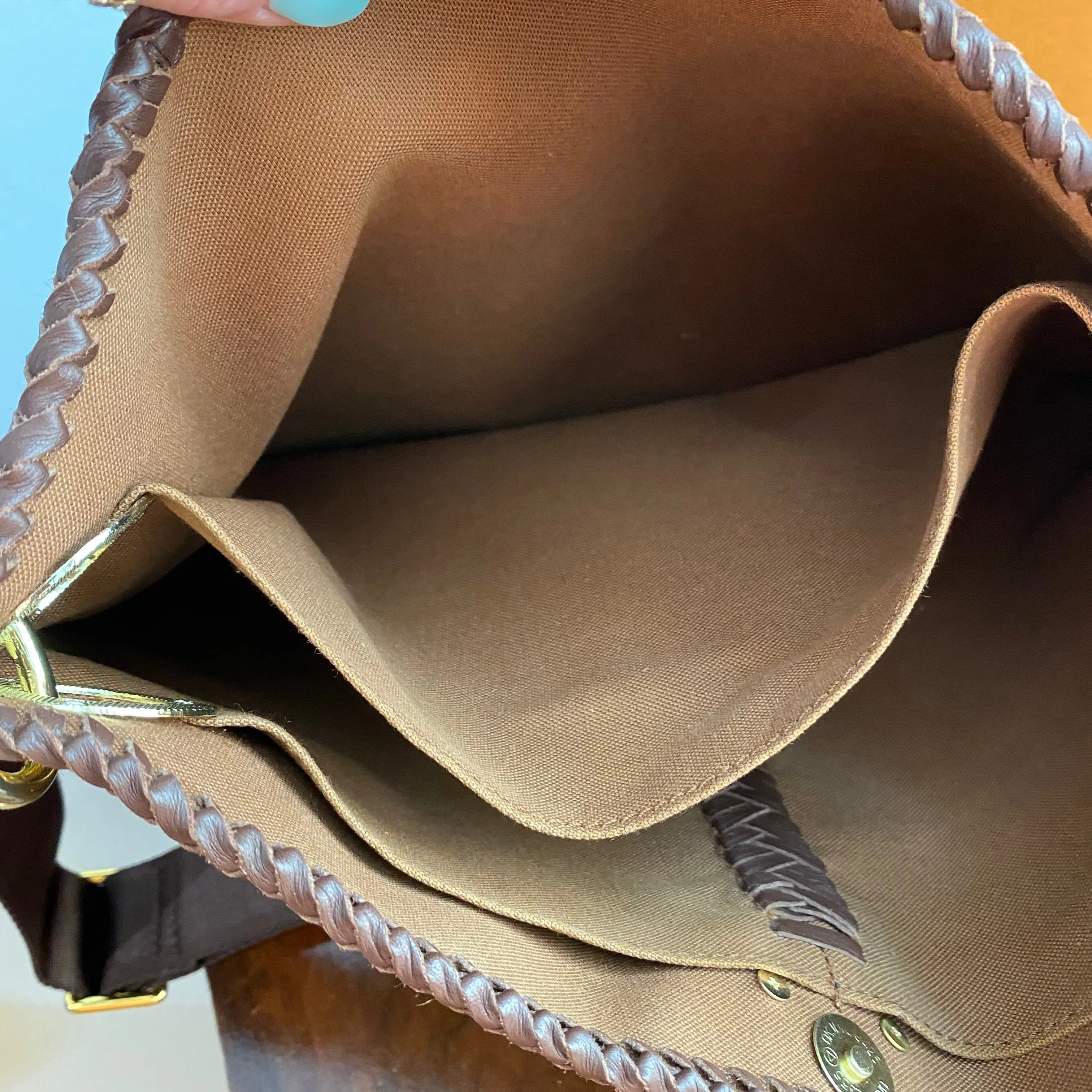 The Peacock - Vintage Monogram Hobo Crossbody in Brown - Gold Hardware