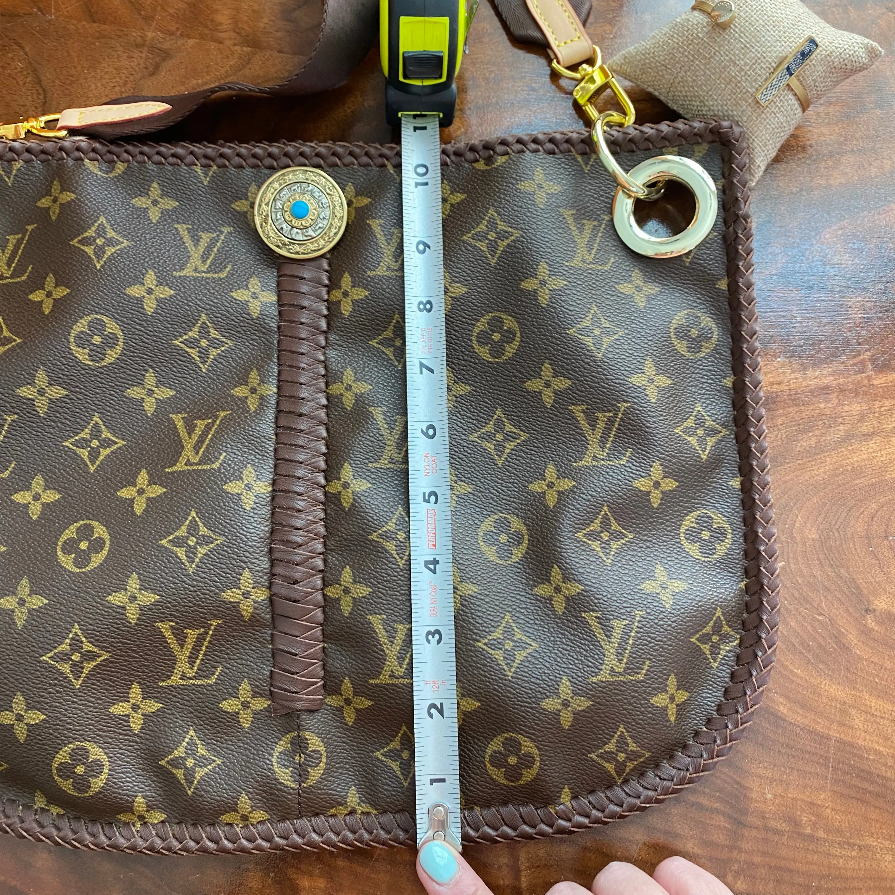 The Peacock - Vintage Monogram Hobo Crossbody in Brown - Gold Hardware