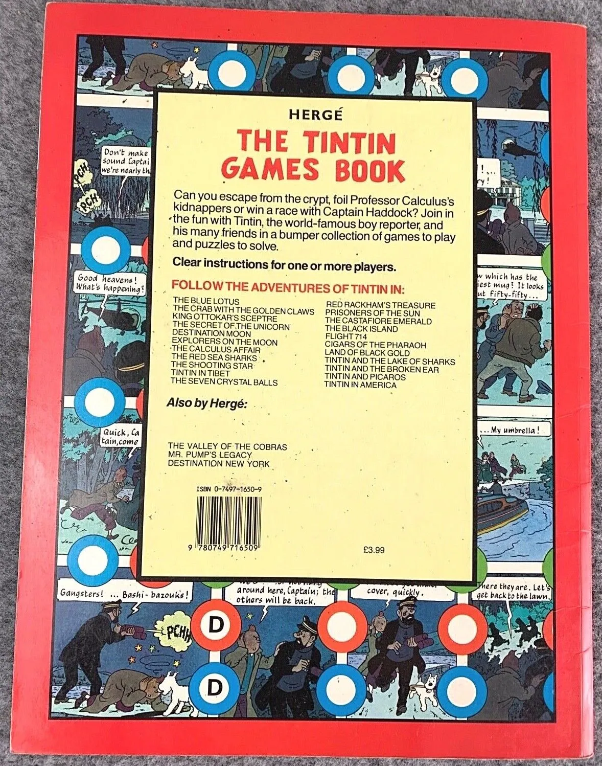 The Tintin Games Book - Vintage Tintin Mammoth UK Paperback Edition Book 1990