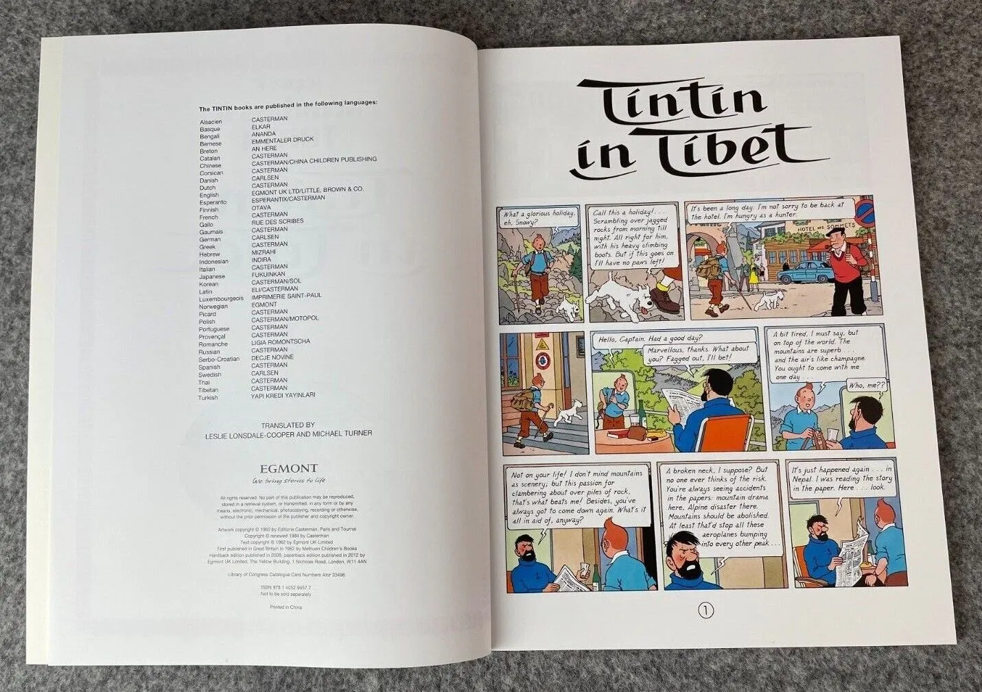 Tintin in Tibet Tintin Book Egmont UK Paperback Edition