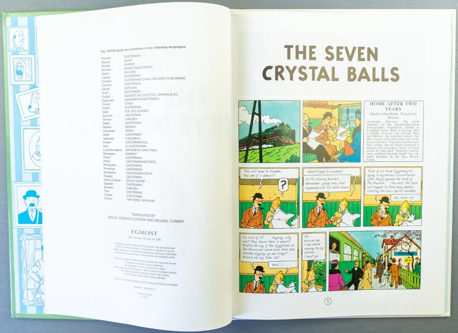 Tintin The Seven Crystal Balls: Egmont 2000s Hardback Book UK Edition