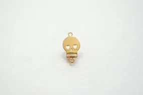 Vermeil Gold Flat Skull Charm- 18k gold plated over Sterling Silver, Skull with Hearts Charm, Vermeil Gold Skull Connector Link Spacer, 200