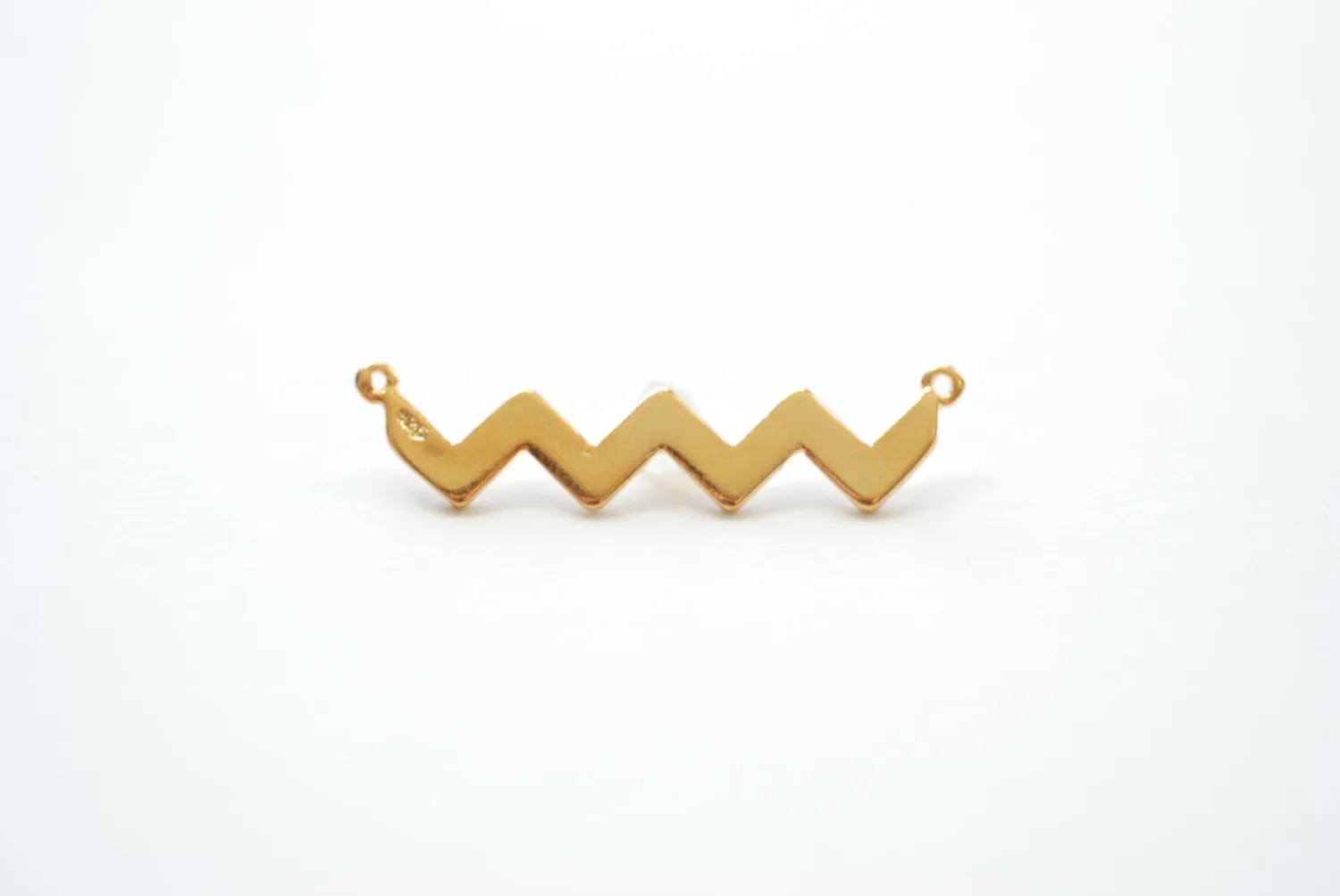 Vermeil Gold Wavy Bar Connector Charm- Gold Multiple Triangle Pendant- Gold Chevron Charm, Gold Triangle Charm, Gold Bar Link