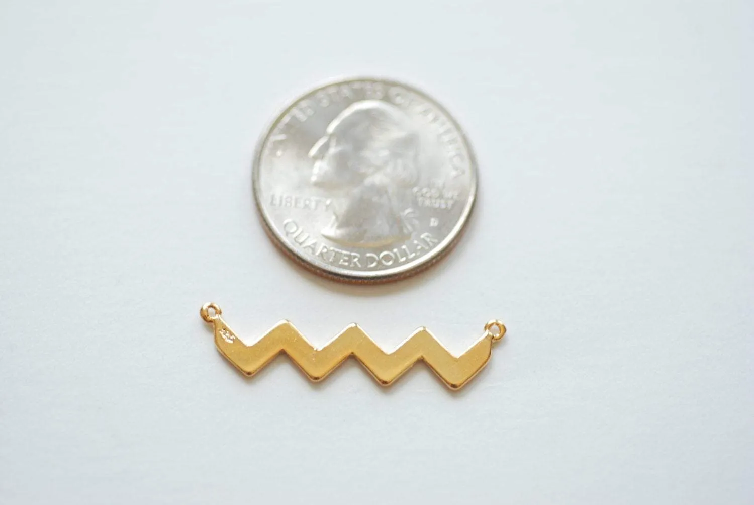 Vermeil Gold Wavy Bar Connector Charm- Gold Multiple Triangle Pendant- Gold Chevron Charm, Gold Triangle Charm, Gold Bar Link