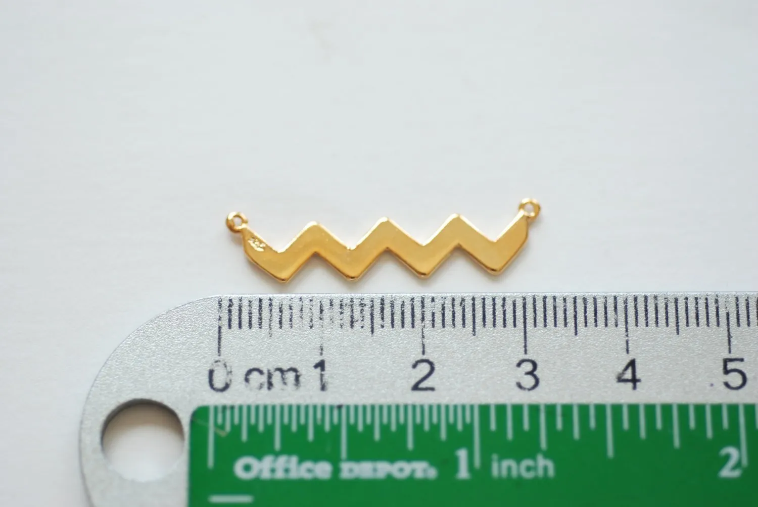 Vermeil Gold Wavy Bar Connector Charm- Gold Multiple Triangle Pendant- Gold Chevron Charm, Gold Triangle Charm, Gold Bar Link