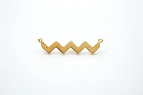 Vermeil Gold Wavy Bar Connector Charm- Gold Multiple Triangle Pendant- Gold Chevron Charm, Gold Triangle Charm, Gold Bar Link