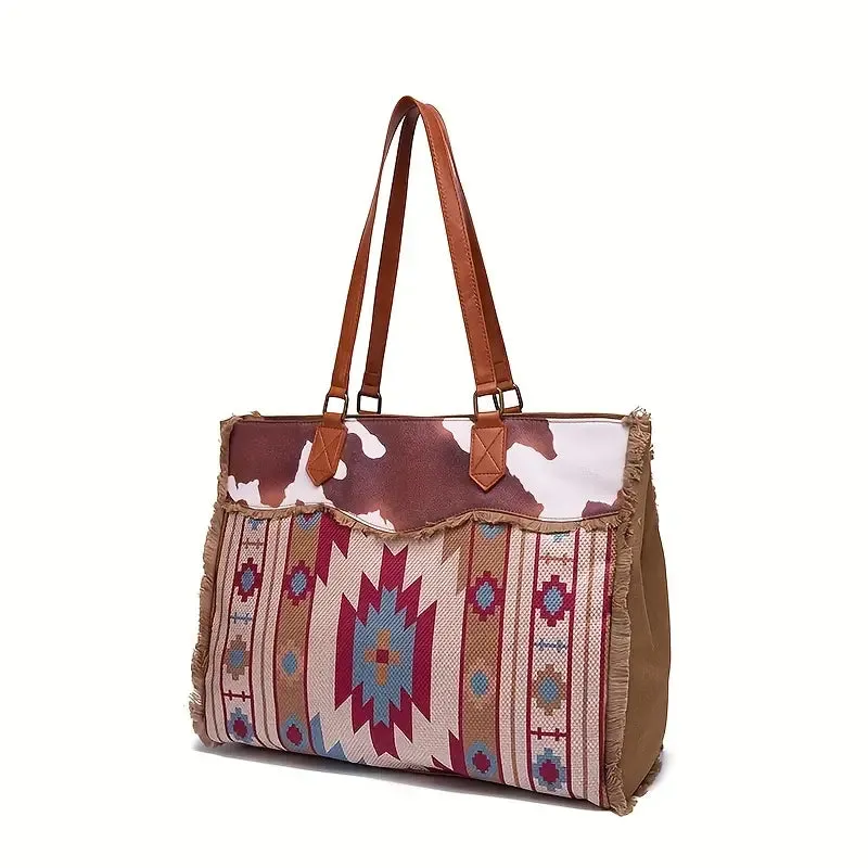 Western Tote Bag with Wallet at Bling & Bloom's Boutique |  Cow Print Shoulder Bag