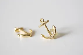 Wholesale Shiny Vermeil Gold Anchor Charm- 22k gold plated over Sterling Silver, Vermeil Rose Gold Anchor Pendant, Small Anchor, Nautical,  24