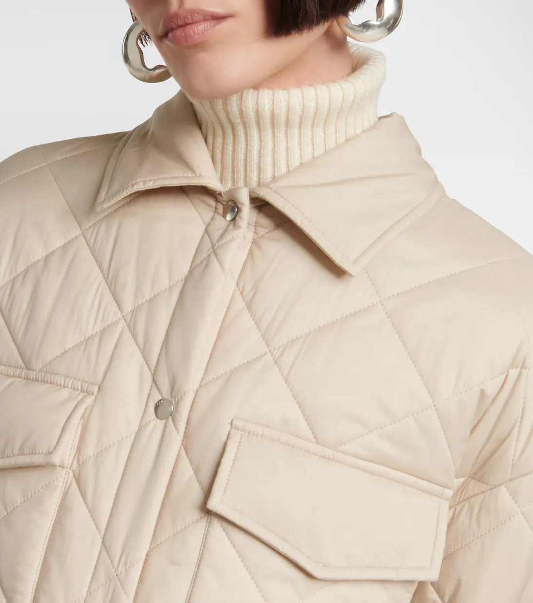 Women’s Diamond Quilted Jacket with Knit Collar