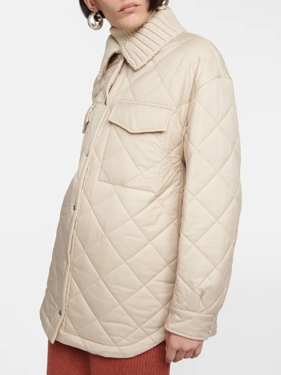 Women’s Diamond Quilted Jacket with Knit Collar